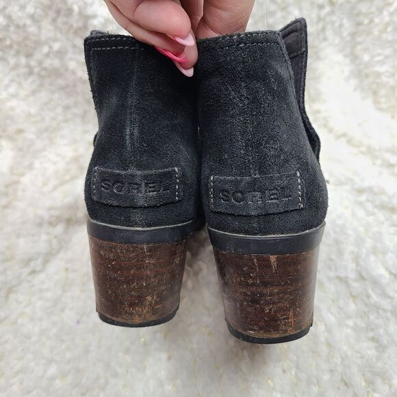 Sorel Cate Cut Out Boots Black Leather Women's sz 6 - Picture 2 of 11